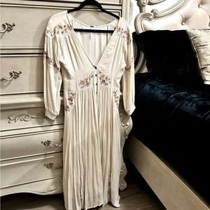 Free People Cream Embroidered dress